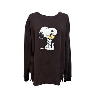 Peanuts Snoopy Fleece Crewneck Sweatshirt Women's Medium Long Sleeve